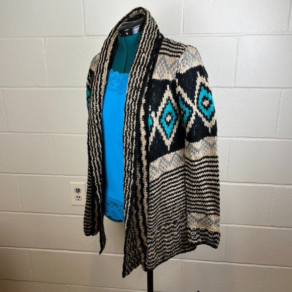 Pink Republic Women's Aztec Southwest Open Front Cardigan Sweater - Picture 6 of 7